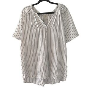 Joie White Striped Flutter Sleeve Top, 3X
